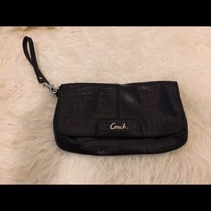 Coach Black Leather Clutch Wristlet